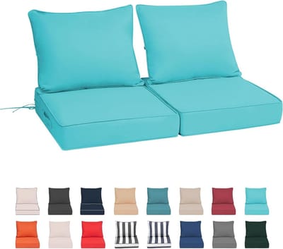 Buitenkussens Tuinstoel - Terraskussens Set - Buiten Zitten - Waterdicht & UV-bestendig - 24x24 cm - Meerblauw
