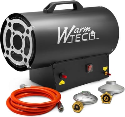Gaswarmtekanon - Warmtekanon Propaan - Ruimtes Verwarmen - Met Slang en Regelaar - 30 kW - Zwart