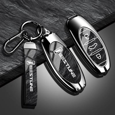 Nouveau Housse de Protection pour Clé de Voiture à la Mode Pour Faw Bestune T77 T77Pro Nouveau B70 T55 T33 T99 Alliage de Zinc Tpu Motif Pierre Porte-clés Accessoires black