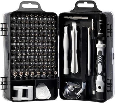 Schroevendraaierset 115-in-1 - Precisie bits - Kleine reparaties - Magnetische grip - 115 delig - Grijs