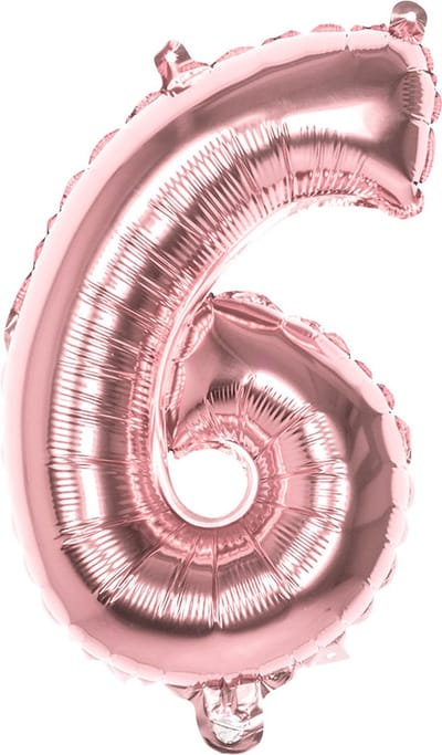 Boland - Folieballon '6' roségoud (36 cm) 6 - Rose Goud - Cijfer ballon