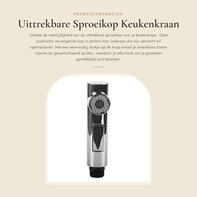Dailygoods- Sproeikop Uittrekbaar - G1/2 Connector - Hoogwaardig ABS - Duurzaam - Eenvoudig te Installeren - Waterbesparend - Kraanmondstuk