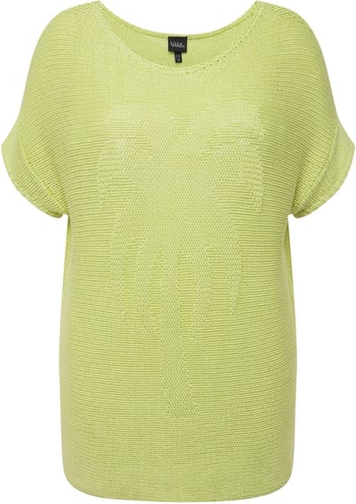Ulla Popken - Dames - Trui palmen oversized bootnek halve mouwen - Lichtgroen - Maat 46+