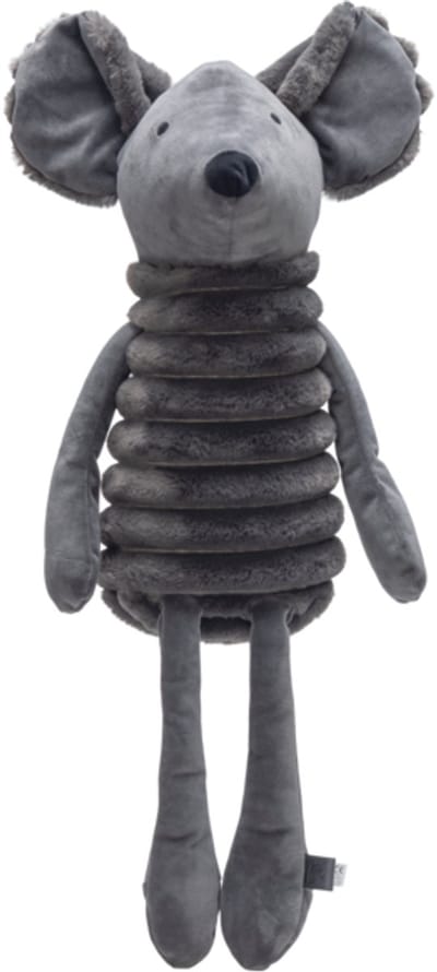 Designed by Lotte Reza Hondenknuffel Muis - Hondenspeeltjes - XL-knuffel - Dikke ribstof - Antraciet - 68x33x17,5 cm