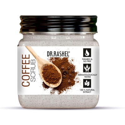 DR.RASHEL Koffiescrub Gezicht & Lichaam, Her modellerende Scrub voor Verheldering Vitamine & Donkere Kringen (380 ml) black