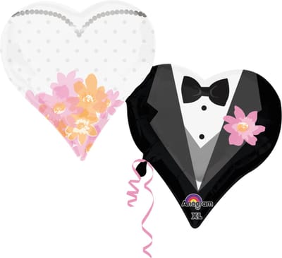 Amscan - Folieballon Wedding Couple Hearts - 76 cm x 63 cm