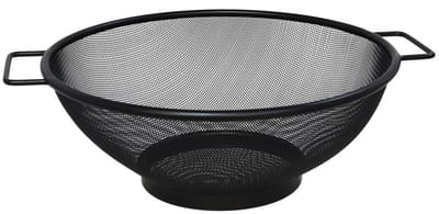 Gerimport Keuken vergiet met handvaten - zwart - metaal - 31 cm - afgiet zeef