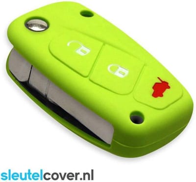 Autosleutel Hoesje geschikt voor Fiat - SleutelCover - Silicone Autosleutel Cover - Sleutelhoesje Lime groen