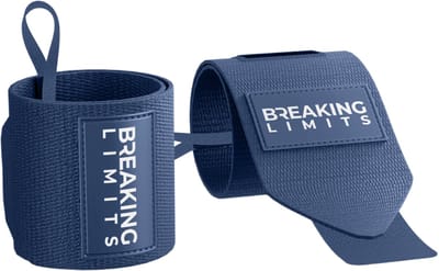 Breaking Limits Wrist Wraps voor Fitness & Crossfit – Polsbanden voor Krachttraining – Polsbrace - Navy Blue - 2 Stuks