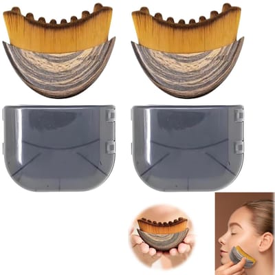 2-stuks Lymfedrainageborstel voor het gezicht - Lymfedrainageborstel voor het gezicht - Contourborstel voor gezichtsmassage - Zachte en zachte haren - Vermindert zwelling - Met dop - Geschikt voor het vormen van gezicht, kin en kaaklijn - Bruin