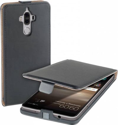 Zwart eco leather flipcase voor Huawei Mate 9 hoesje