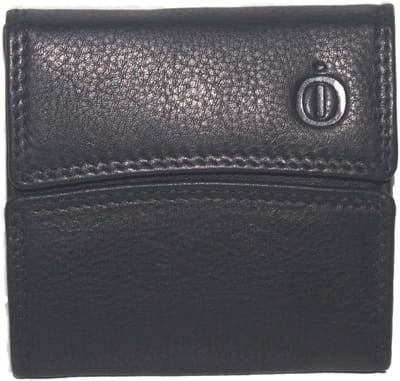 Oi zwart lederen beursje voor alleen contant geld / klein compact beursje met dubbele klep zonder pasjes / leren portemonnee zonder ruimte voor creditcards / zwart leer / 276