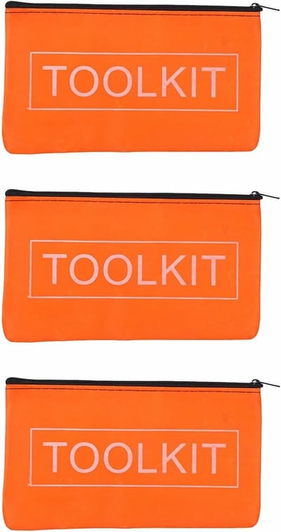 Duurzame waterdichte gereedschapszak, rits tas voor schroevendraaiers, moersleutels en tangen (3 stuks, oranje)