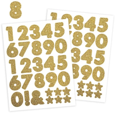 Stickervellen Gouden Cijfers met Glitters - 2 Stickervellen met Getallen - Glitter Stickers - Verjaardag & DIY