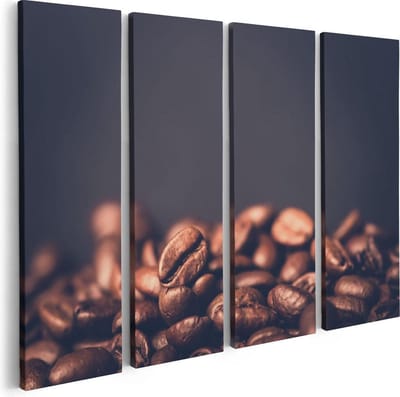 Artaza Canvas Schilderij Vierluik Koffie Bonen Op Een Zwart Achtergrond - 80x60 - Foto Op Canvas - Canvas Print
