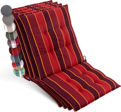 Tuinstoelkussens Set - Kussens Lage Rugleuning - Comfortabel Zitten - UV-bestendig & 8cm Dik - 100x50 cm - Rood Gestreept