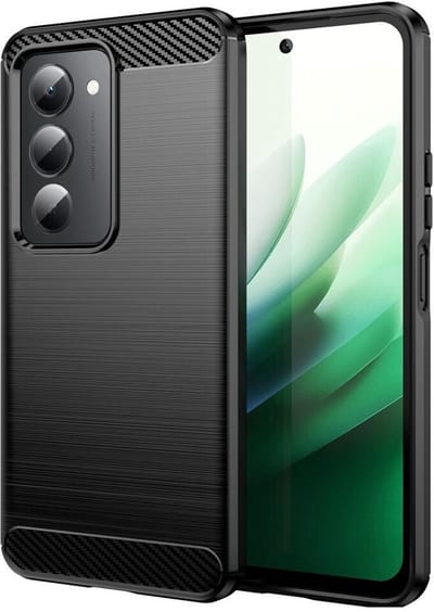 Geborsteld TPU Hoesje Geschikt voor Xiaomi Redmi 15 (4G) | Beschermhoes | Back Cover | Flexibel TPU | Stijlvol Carbon | Dun | Zwart