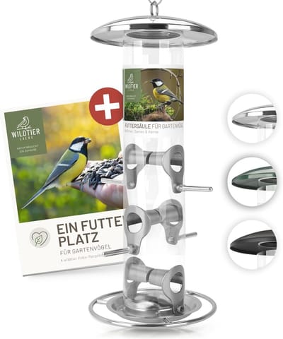 Roestvrij Stalen Vogelvoederdispenser - 35 cm - Weerbestendige Voedersilo voor Wilde Vogels