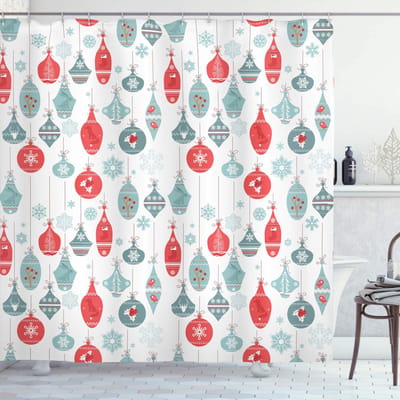 ABAKUHAUS Sc_20298 – Douchegordijn 175x180 cm – Blauw/Rood, waterafstotend