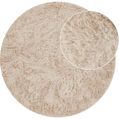 Hoogpolig tapijt Silvana crème 120 cm rond