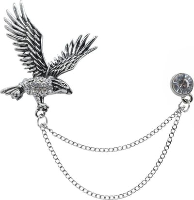 Fako Bijoux® - Broche - Adelaar - Kristal - 35x40mm - Zilverkleurig