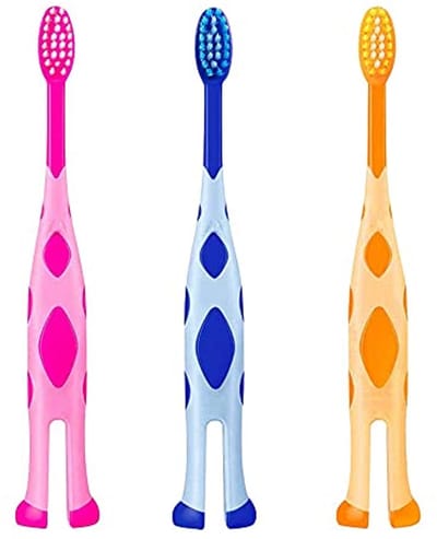 Kindertandenborstel met Extra Zachte Haren en Staande Basis - 3 Pack voor Ouders