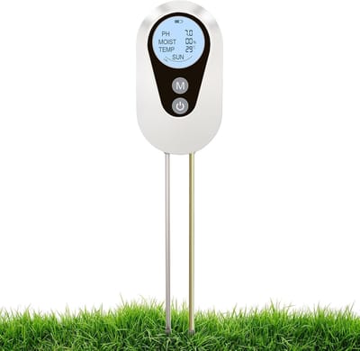 Bodemtester Gazon - Bodemmeter Tuin - Planten Verzorgen - 4-in-1 Functie - 30.5 cm - Zwart