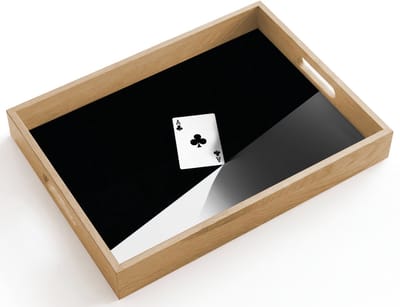 Dienblad hout 40x30 cm - Schootdienblad - Speelkaart - Klaver - Abstract - Zwart - Borrelplank rechthoek - Plateau dienbladen
