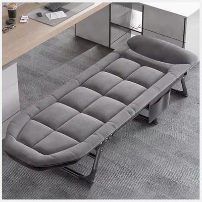 Opvouwbaar Campingbed - Loungestoel Logeerbed - Ontspannen Buiten - 6 Verstelbare Posities - Compact Opvouwbaar - Grijs