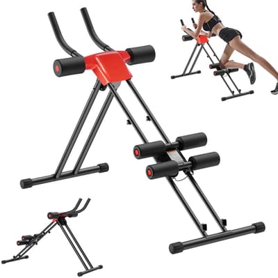 Casa Living Buikspiertrainer - Opvouwbare Fitness Trainer - Verstelbare Weerstand - Stalen Frame - Voor Thuisgebruik - Zwart / Rood