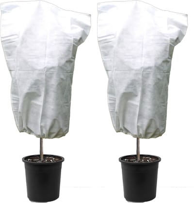 Anti vorst plantenhoes - 2x - beschermhoes - wit - met koord - 150 x 110 cm - tuinplanten