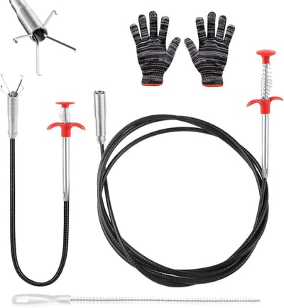 Flexibele Ontstopper Set: 2 Delige Spiraal met Grijper voor Keuken, Badkamer en WC