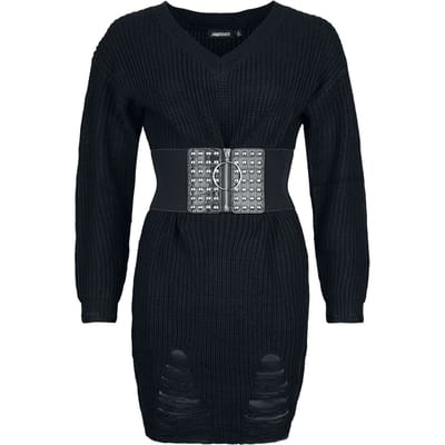 Jawbreaker - Gothic Mini-jurk - Ripped Knitted Mini Dress - XS tot M - voor Vrouwen - zwart