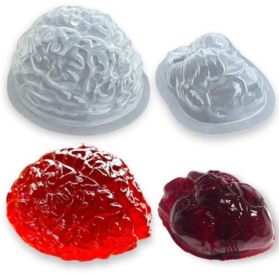 Dailygoods- Puddingvorm met deksel - 2-delige set - Hersenen/Hart - Voedselveilig kunststof - Halloween-decoratie - Creatieve desserts - Dessertvorm