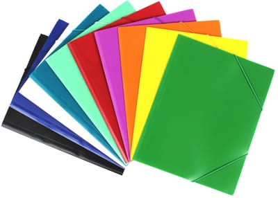 EXXO-HFP #51310 - A4 Elastomappen met 3 Kleppen - Opaak Polyprop - Assorti Kleuren - 10 stuks (1 pak @ 10 stuks)