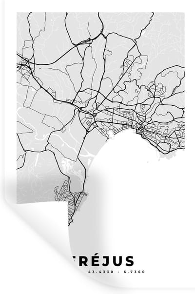 Muurstickers - Sticker Folie - Frankrijk - Fréjus - Stadskaart - Plattegrond - Kaart - 20x30 cm - Plakfolie - Muurstickers Kinderkamer - Zelfklevend Behang - Zelfklevend behangpapier - Stickerfolie