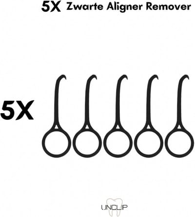 Unclip® 5X Zwarte Aligner Remover Hulpmiddel Haakje Nachtbeugel Knarsbitje Beugel Invisalign Orthodontische remover