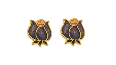 Behave - Oorringen dames - roosmotief - paars - 1 cm - romantisch