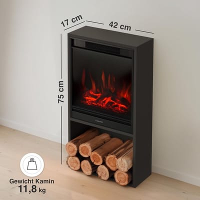 Luxe Elektrische Haard met Verwarming - 42x17x75 cm - Verwarming 75 cm – 3D - Medahomestore