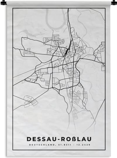Wandkleed - Wanddoek - Plattegrond - Dessau-Roslau - Kaart - Stadskaart - 120x180 cm - Wandtapijt