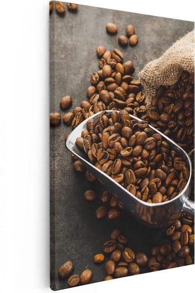 Artaza Canvas Schilderij Koffie - 20x30 cm - Klein - Wanddecoratie Keuken - Muurdecoratie Stilleven - Kamer Accessoires Koffiebonen