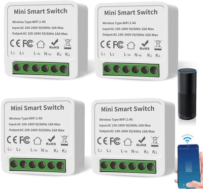 Dailygoods - Slimme Lichtschakelaar - WiFi Verbinding - Compatibel met Alexa en Google Home - Draadloze bediening - Energiezuinig - Handige installati