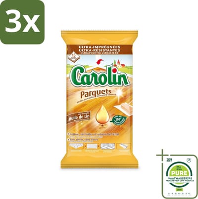 3 x Carolin - Parket Vloerdoekjes - Schoonmaakdoek - Met Lijnolie - 15 Doekjes - Grootverpakking - Parketvloer Schoonmaken - Parketonderhoud - Vloerdoekjes - Lijnolie - Parketglans