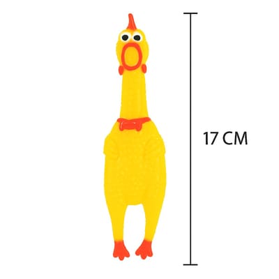 THAR Schreeuwende Kip 17 cm – Grappig Speelgoed voor Kinderen & Huisdieren – Rubber Kip met Geluid – Compact Cadeau – Anti-Stress Gadget