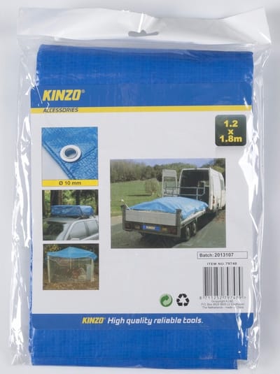 Kinzo afdekzeil / dekzeil - blauw - 1,2 x 1,8 meter - dekkleed / zeilen - outdoor - grondzeil