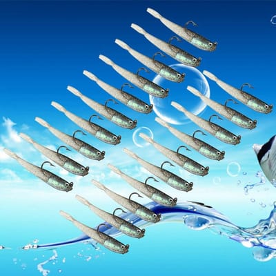 10 stuks 7,5 cm 3D Ogen Siliconen Zacht Aas Jigkop Vis Aas Tackle Met Scherpe Haak blue