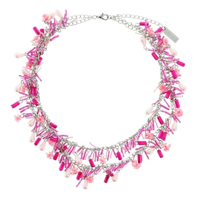 Behave - Ketting - Dames - Roze - Double Layer - Kralen - Statement Ketting - Bohemian - 40 cm