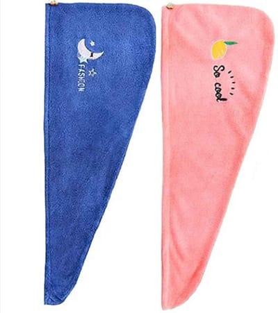 Bodybite - 2 Stuks Sneldrogende Haarhanddoek - Microvezel Hair Wrap Turban - Roze & Blauw - HAIRWRAP