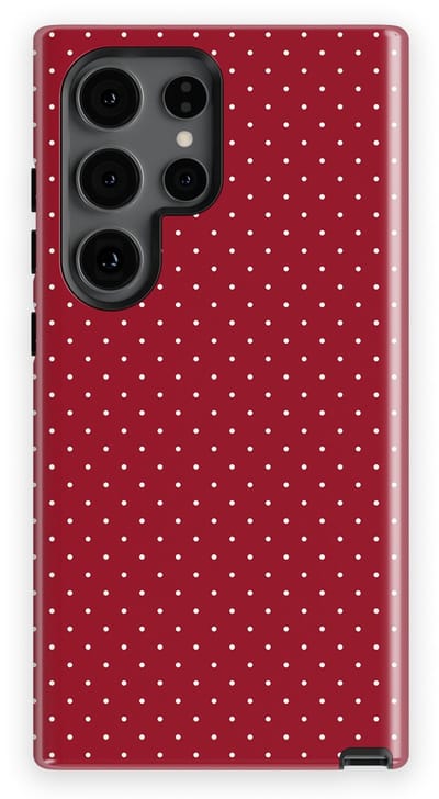 Micro Dots Tough Hoesje Samsung Galaxy S24 Ultra | Geschikt Voor Mag | Stippen Motief Backcover Samsung Galaxy S24 Ultra Red Velvet