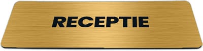 Deurbordje Goud-look met tekst receptie - Formaat 150 x 50 mm x 1,6 mm - Zelfklevend | Luxe uitstraling | Geborstelde Gouden toplaag | Gratis Verzending | Decoporta